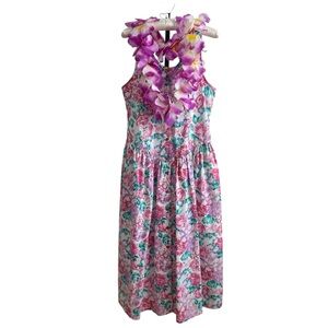 Sea Wind Pink Floral Summer Midi Dress Size Medium